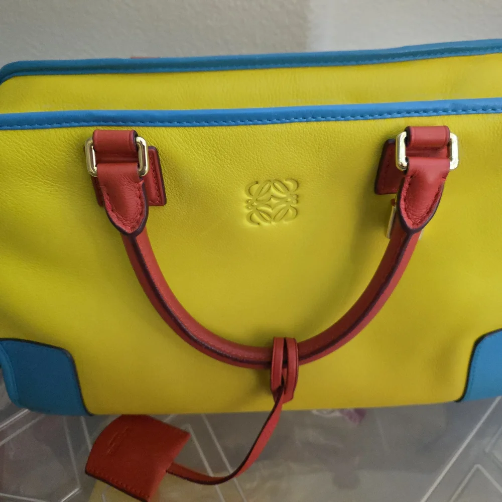 Vibrant Yellow and Blue Satchel with Red Details - Picture 2 of 16